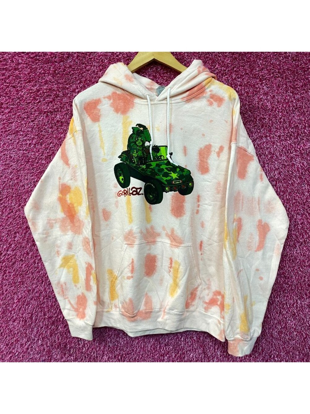 Gorillaz Self-Titled Album Cover Tie-Dye Hoodie Size Large